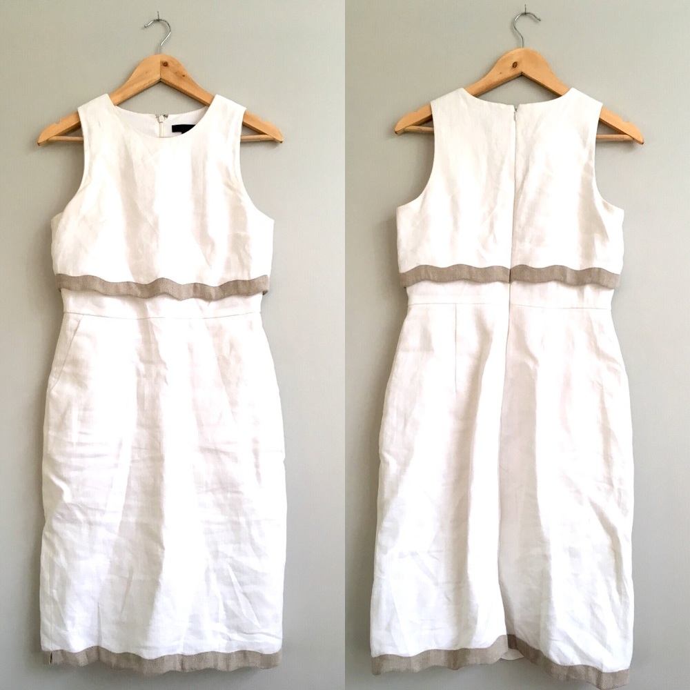 JCrew Linen Scalloped Sheath Dress